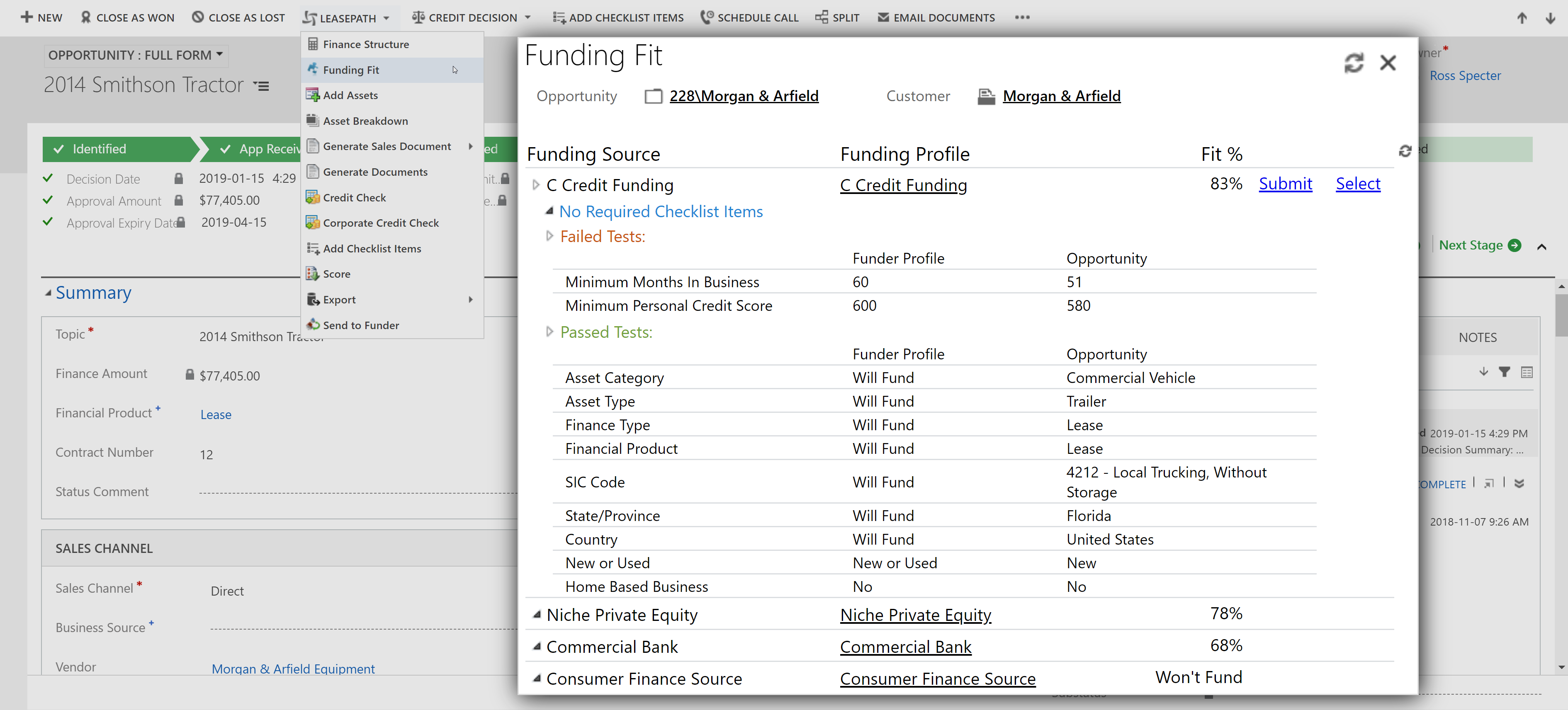 unified interface funder fit with passed tests
